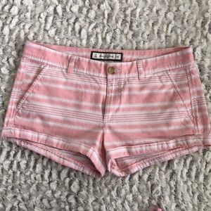 A&F pink & white striped shorts